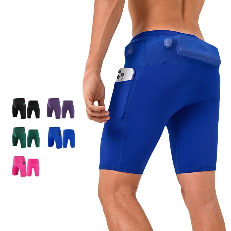 Men's Compression Shorts with Pockets, Elastic Back Pockets, Waterproof
