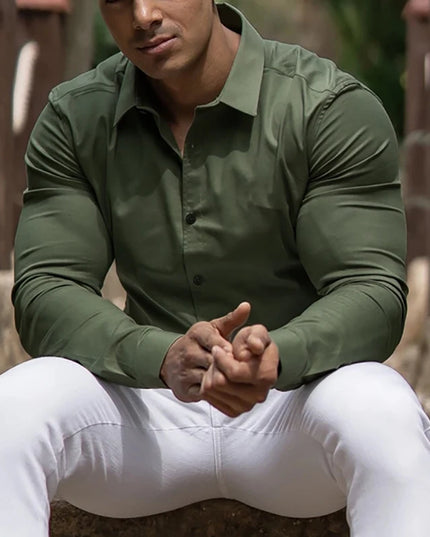Men's Slim Fit Casual Long Sleeve Shirt - Stylish & Comfortable Men's Dress Shirt