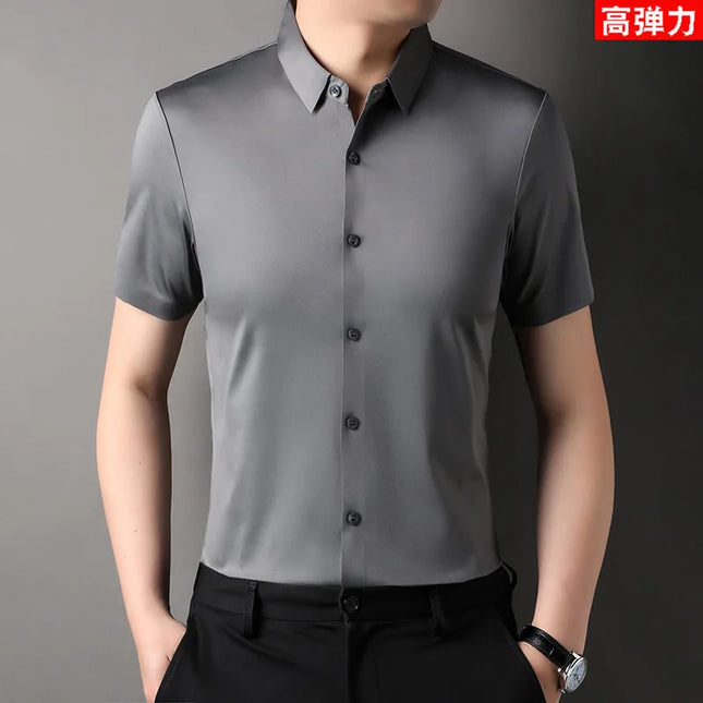 High-Stretch Men's Short Sleeve Shirt - Casual, Breathable, and Abrasion-Resistant