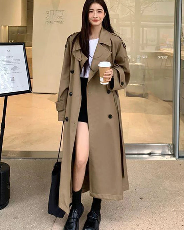 Vintage Elegant Women's Long Trench Coat