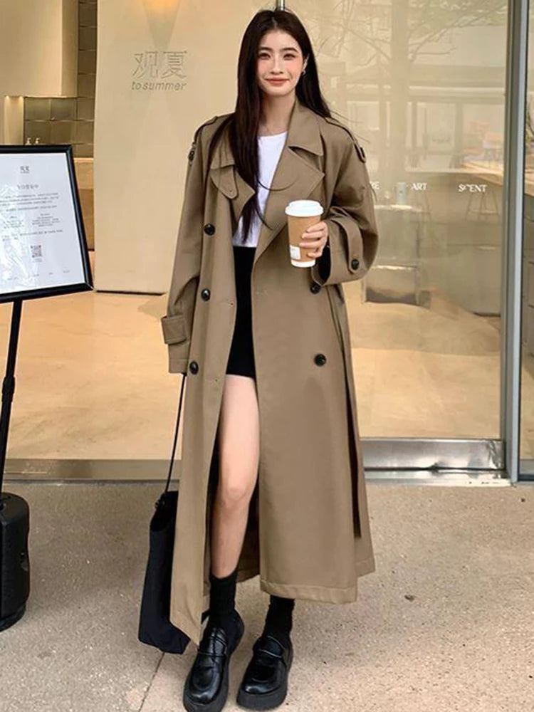 Vintage Elegant Women's Long Trench Coat