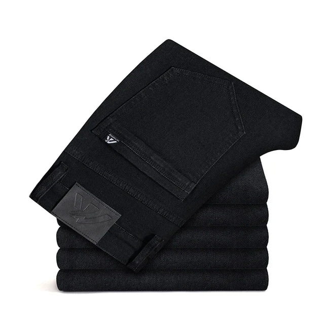 Men's Classic Stretch Straight Trousers - 98% Cotton Comfort Fit