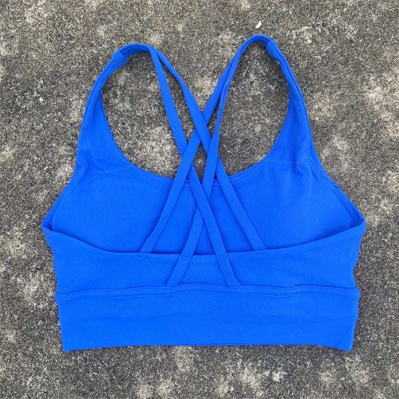 Women's Fitness Sports Bra - Crossback Gym Tank Top with Chest Pad