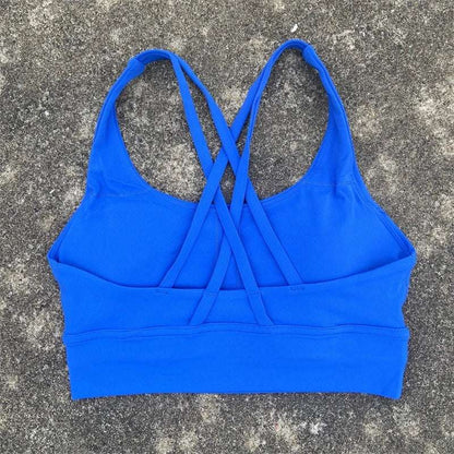 Women's Fitness Sports Bra - Crossback Gym Tank Top with Chest Pad