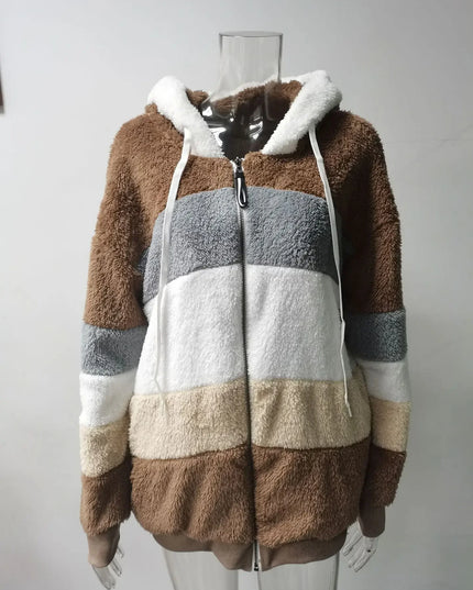Oversized Hooded Plush Jacket for Women