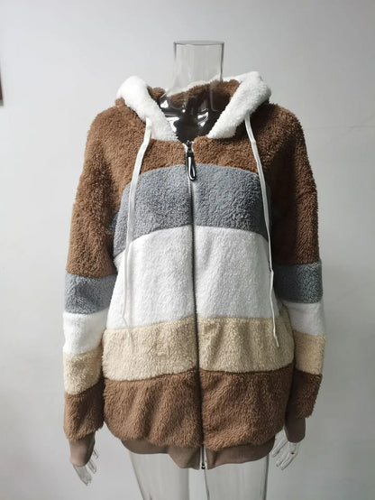 Oversized Hooded Plush Jacket for Women