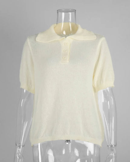 Knitted Women's Short Sleeve Polo T-Shirt