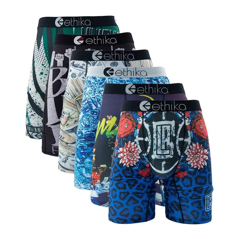 ETHIKA 6-Pack Men’s Breathable Boxer Briefs - Comfortable, Durable Underwear Trunks for Men