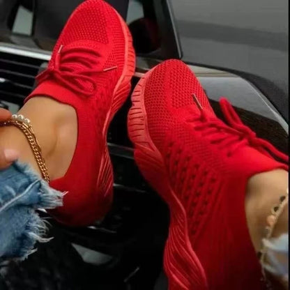 Breathable Casual Women's Sneakers with Lace-Up Design - Various Colors