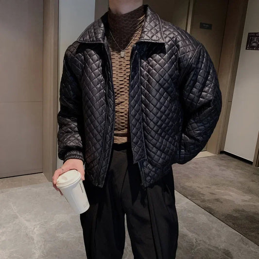 Men's Thickened Padded Jacket with Lapel