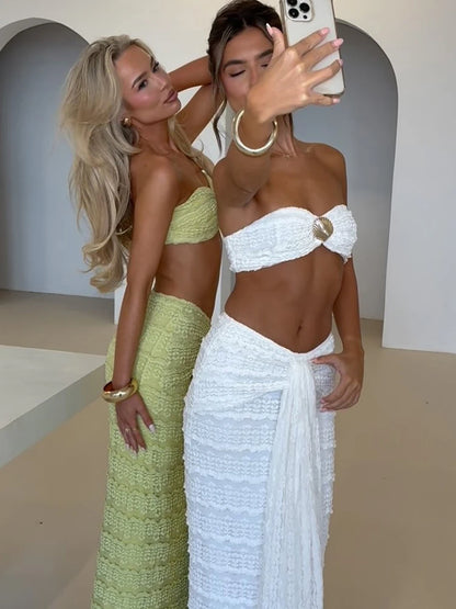 Women’s 2-Piece Seashell Bra & Wrapped Bandage Skirt Set