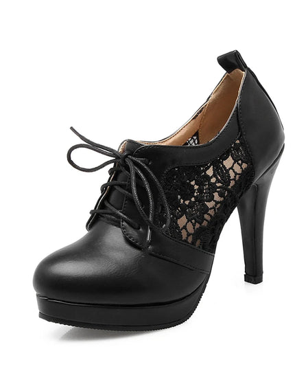Women’s Lace-Up Pointed Toe Platform Wedge Heels