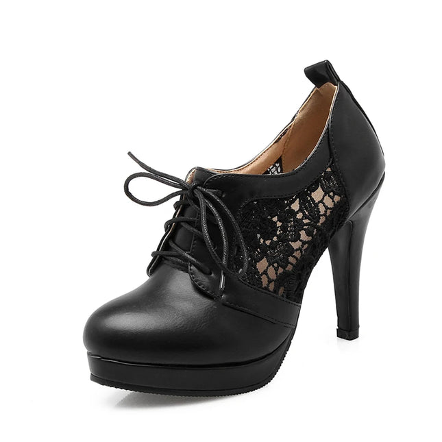Women’s Lace-Up Pointed Toe Platform Wedge Heels