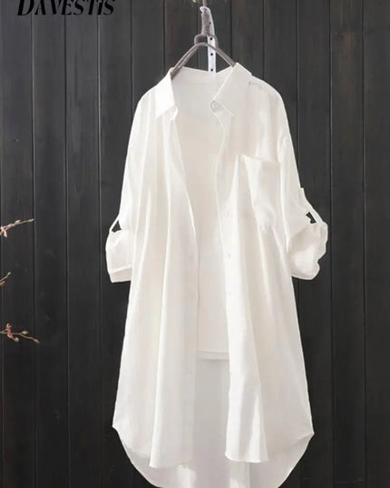 Women's Loose Midi Long Sleeve Shirt