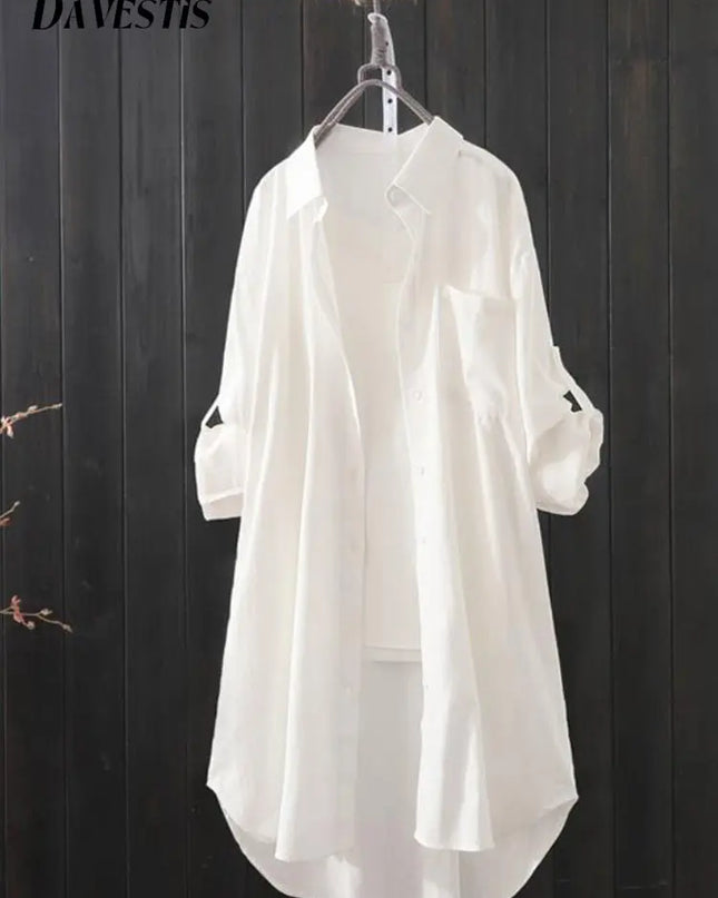 Women's Loose Midi Long Sleeve Shirt