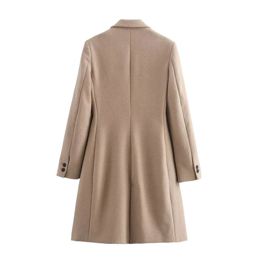 Women's Casual Button-Front Long Sleeve Lapel Coat