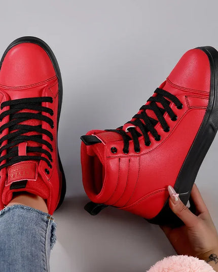 Men's High Top Faux Leather Sneakers with Lace-Up Closure