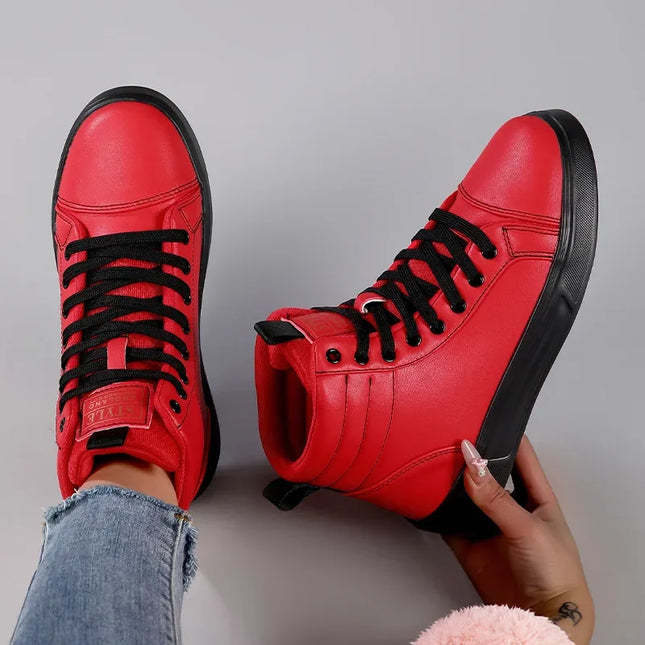 Men's High Top Faux Leather Sneakers with Lace-Up Closure