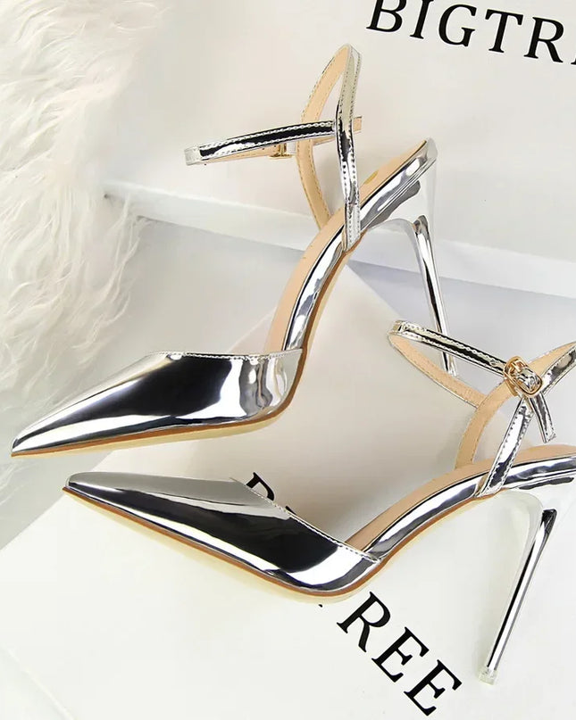 BIGTREE Women's Pointed Toe Buckle Strap Stiletto Heels