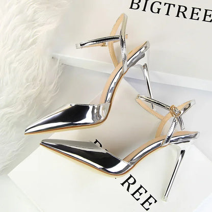 BIGTREE Women's Pointed Toe Buckle Strap Stiletto Heels