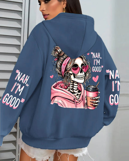 Women's "Expensive Talks Back" Printed Hoodie Sweater - Loose Fit