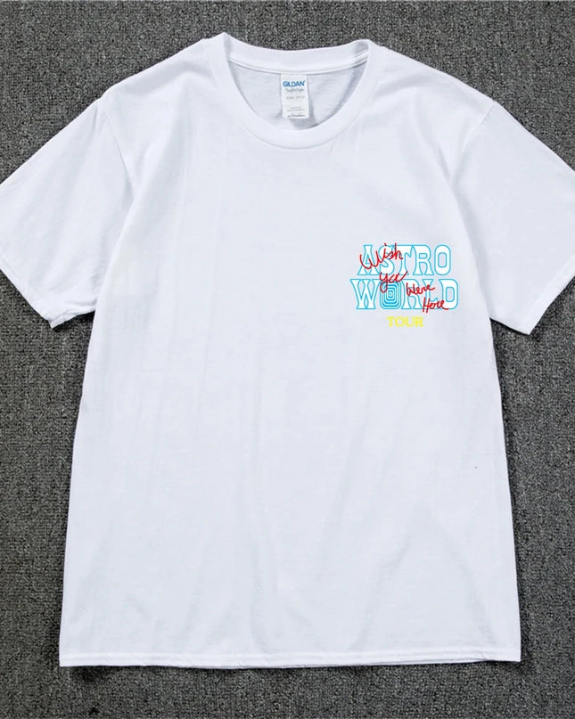 New Summer Hip Hop T Shirt Men Women Cactus Jack Harajuku T-Shirts WISH YOU WERE HERE Letter Print Tee Tops Fashion streetwear