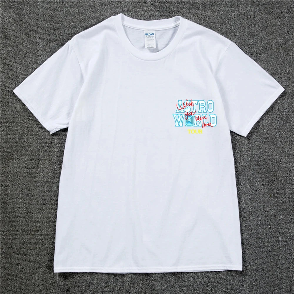 New Summer Hip Hop T Shirt Men Women Cactus Jack Harajuku T-Shirts WISH YOU WERE HERE Letter Print Tee Tops Fashion streetwear