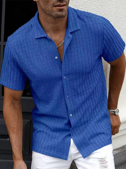 Vintage Mesh Mens Casual Breathable Hollow-Out Shirt