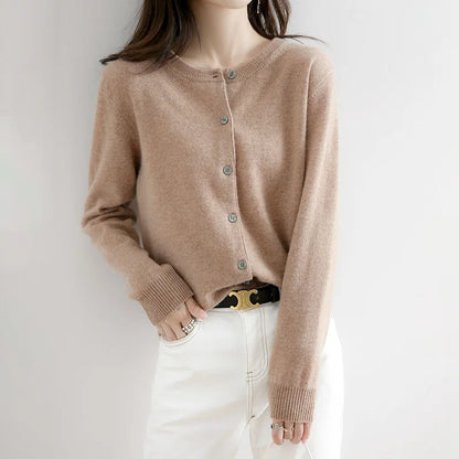 Women's O-Neck Long Sleeve Knitted Cardigan 