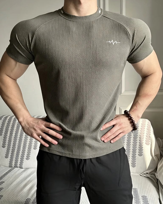 Men's Honeycomb Pattern Quick-Dry Breathable Elastic T-Shirt