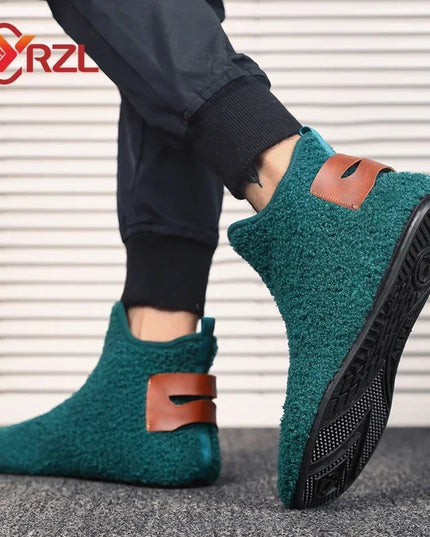 Men's Cotton High Top Shoes - Warm, Lightweight Slip-On Sneakers for Men