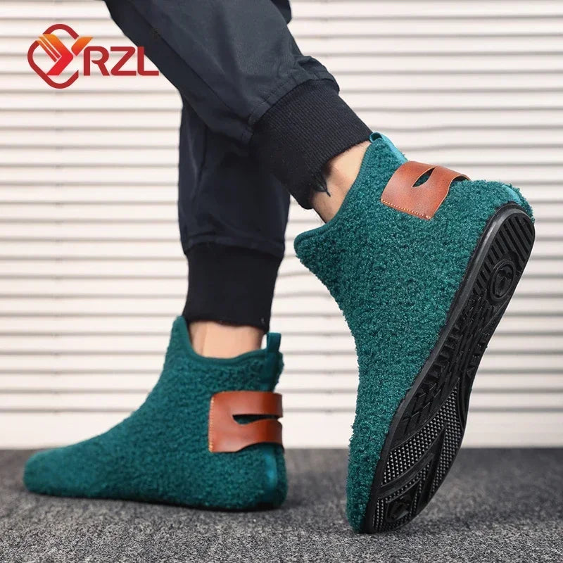 Men's Cotton High Top Shoes - Warm, Lightweight Slip-On Sneakers for Men