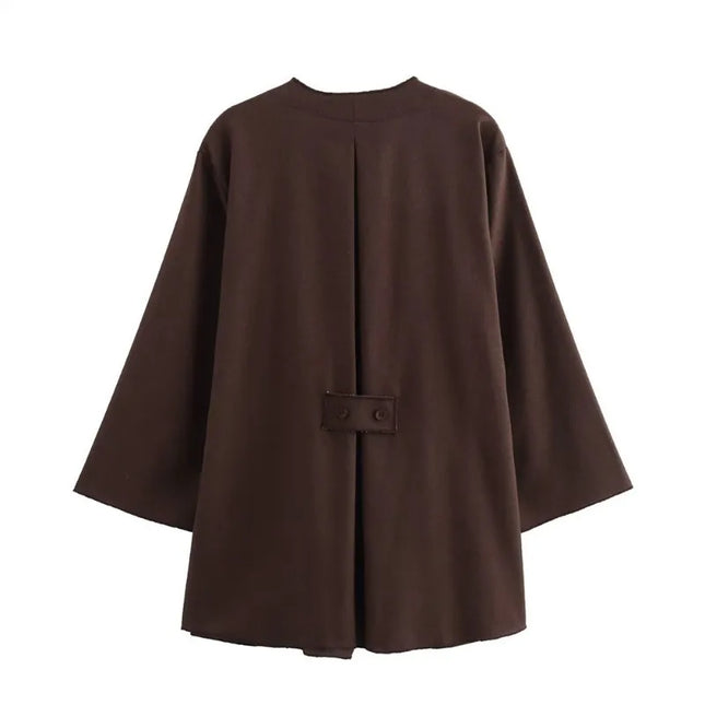 Linen Women's 2-Piece Set: Kimono Style Loose Lace-Up Shirt and Wide Leg Pants