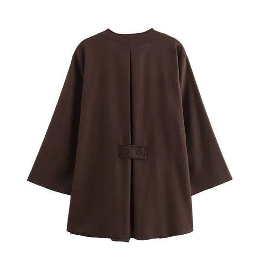 Linen Women's 2-Piece Set: Kimono Style Loose Lace-Up Shirt and Wide Leg Pants