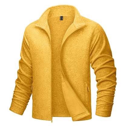 MAGCOMSEN Men's Lightweight Fleece Jacket with Full Zip and Stand Collar