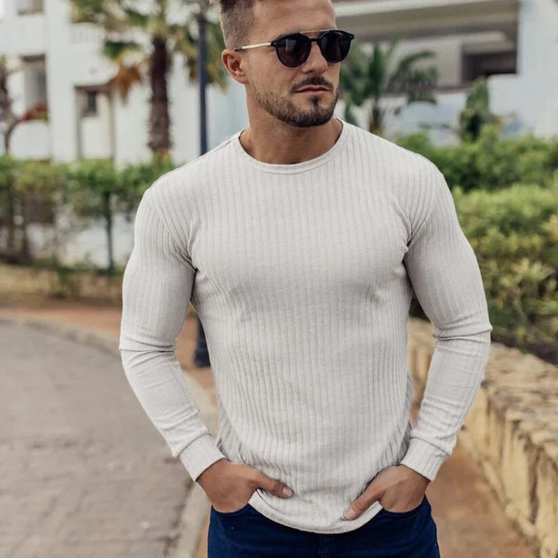 Men's Slim Fit Knitted Sweater - Breathable, Casual, Elastic, Stretch Fabric