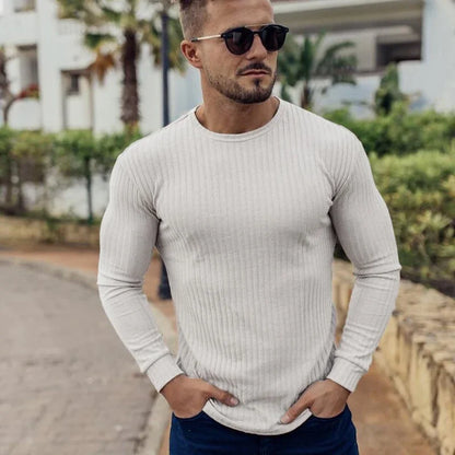 Men's Slim Fit Knitted Sweater - Breathable, Casual, Elastic, Stretch Fabric