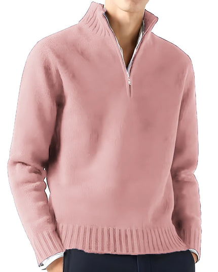 Men's Long Sleeve Turtleneck Sweater - Knitted, Breathable, Half-Zip Design