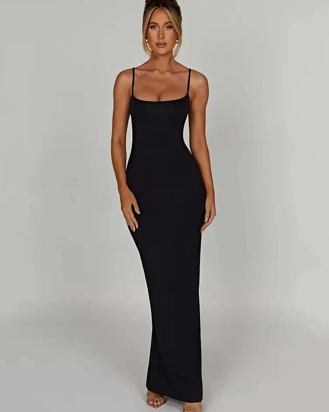 Women's Backless Maxi Dress with Spaghetti Straps by Mozision