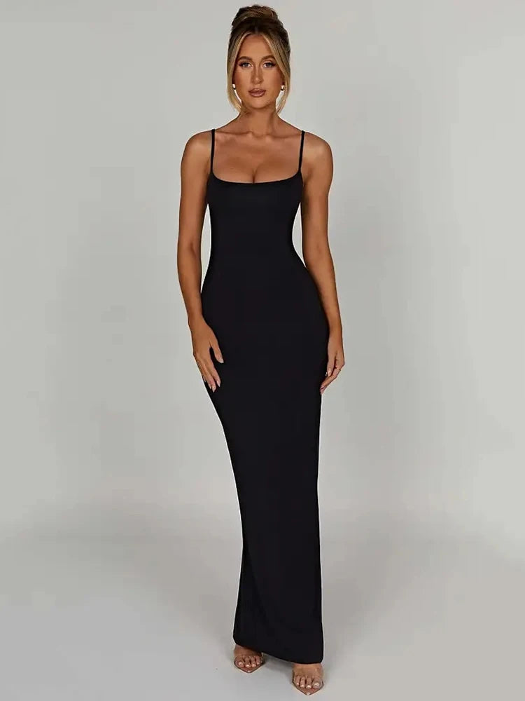 Women's Backless Maxi Dress with Spaghetti Straps by Mozision