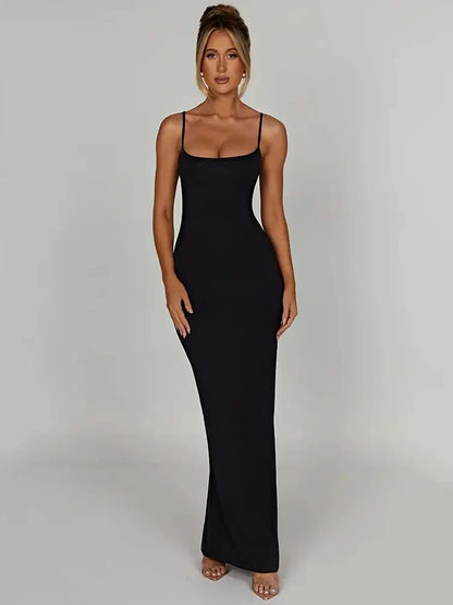 Women's Backless Maxi Dress with Spaghetti Straps by Mozision