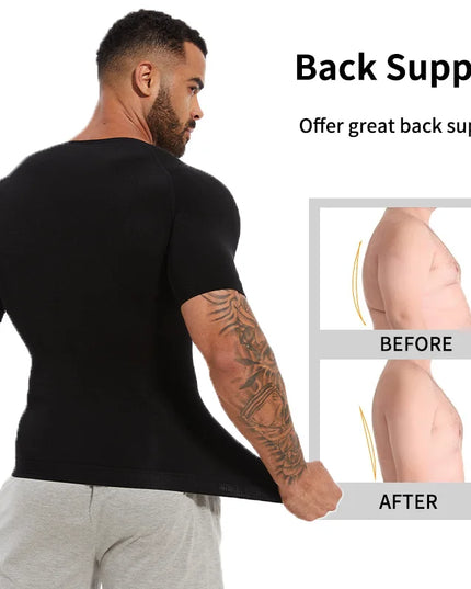Men's Compression Body Shaper T-Shirt – Slimming, Muscle-Enhancing, Body Shaper for Men