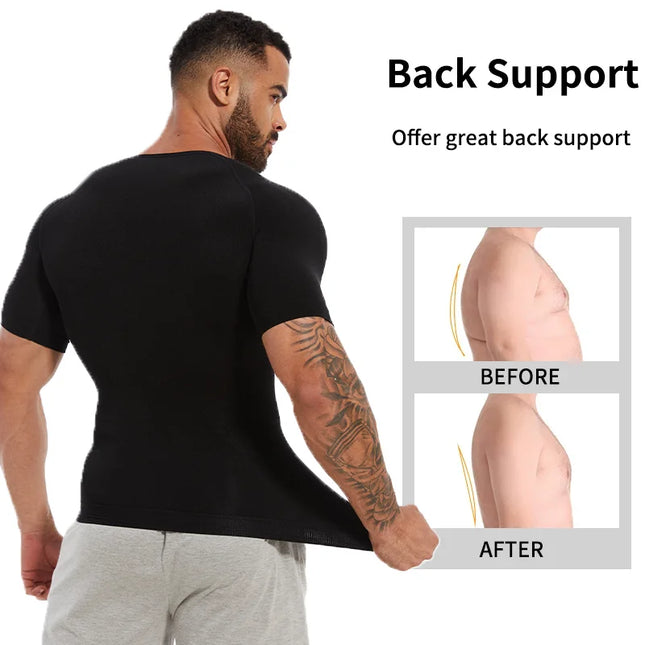 Men's Compression Body Shaper T-Shirt – Slimming, Muscle-Enhancing, Body Shaper for Men