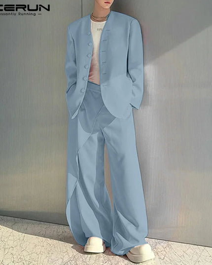 Inceurn Men’s Two-Piece Long Sleeve Blazer and Wide Leg Pants Set