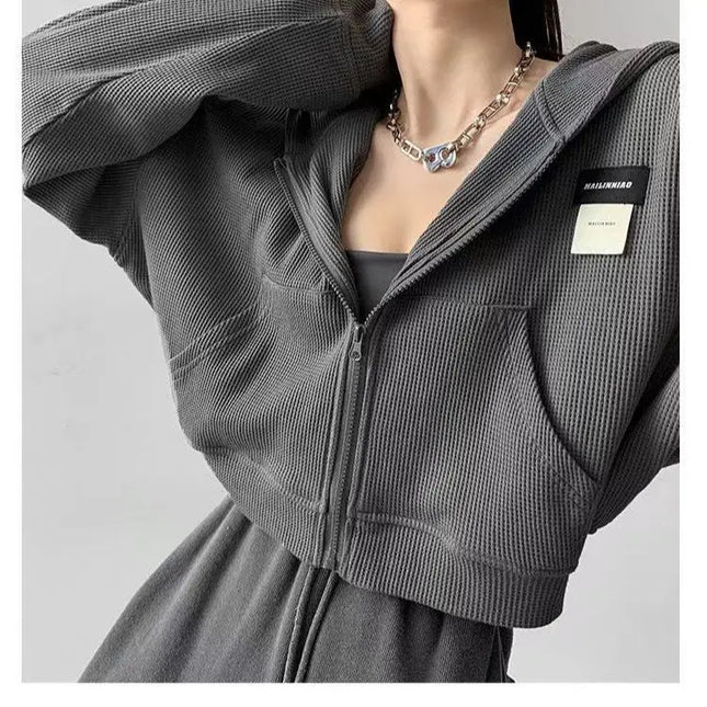 Women's Casual Hooded Zipper Sweater Jacket