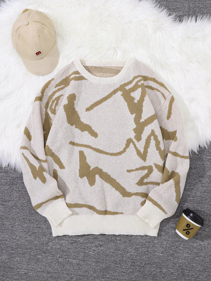 Men's Graffiti Jacquard Pattern Knit Sweater