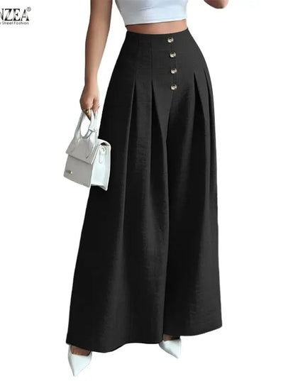 Women's High-Waisted Wide-Leg Pleated Loose Trousers