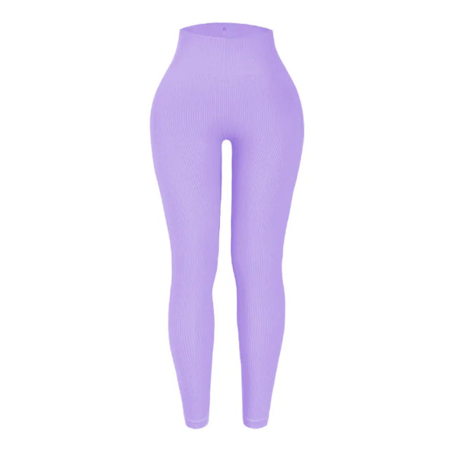 Women's High-Waisted Ribbed Yoga Pants - Various Colors