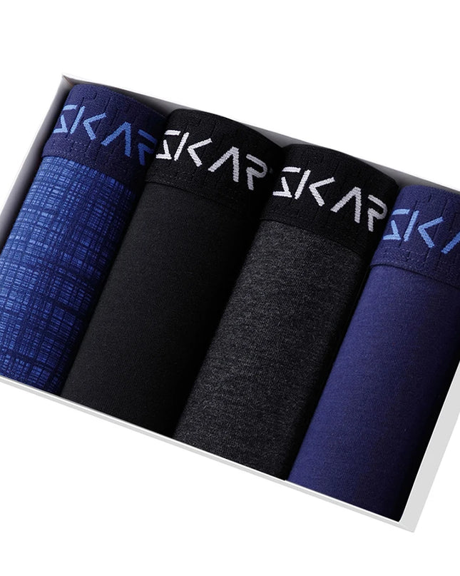 Men's Cotton Boxer Shorts - 4-Pack Comfortable Underwear for All-Day Wear