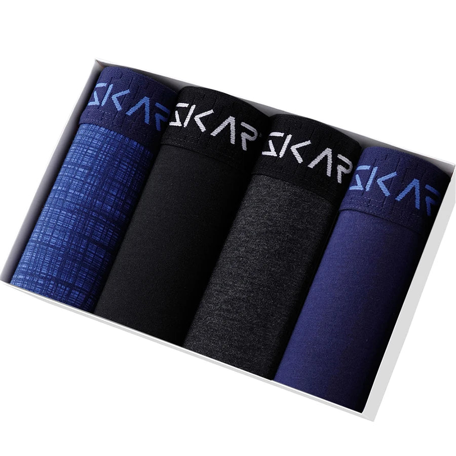 Men's Cotton Boxer Shorts - 4-Pack Comfortable Underwear for All-Day Wear
